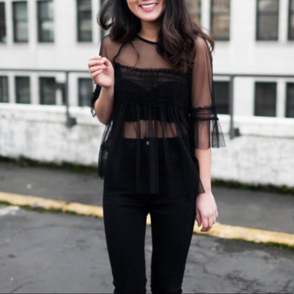 Chelsea28 Tulle Babydoll Top